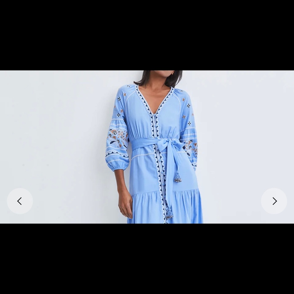 Beautiful embroidered blue bohemian mini dress